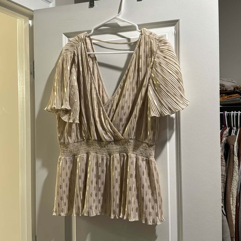 ✨ Shimmer Express Gold Glitter Blouse ✨